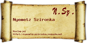 Nyemetz Szironka névjegykártya